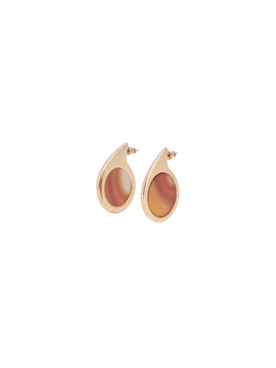 Panconesi Teardrop Oval Drop Earrings In Gold