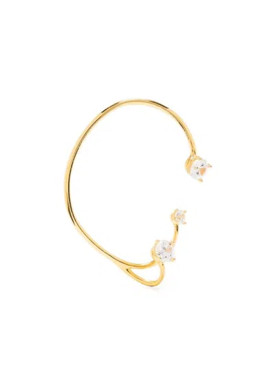 Panconesi Three Point Silver Ear Cuff With Set Rhinestones In Gold
