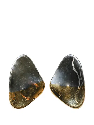 Panconesi Two-tone Pebble Earrings In Black