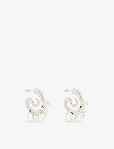 Panconesi Womens Silver Spiral Rhodium-plated Copper Hoop Earrings