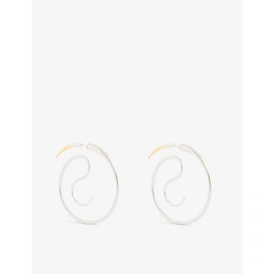 Panconesi Spina Upside-down 18ct Yellow-gold Brass Hoop Earrings In Silver/gold