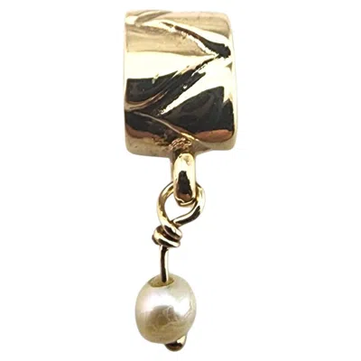 Pre-owned Pandora 14 Karat Yellow Gold Pearl Dangle Charm 750219p #23359