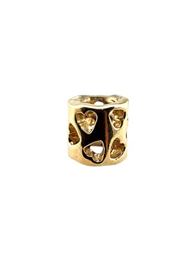 Pre-owned Pandora 14 Karat Yellow Gold Tunnel Of Love Heart Charm 750299 #23374