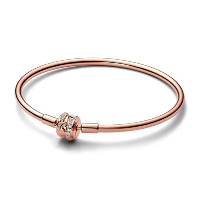 Pandora 14k Bangle With Shooting Star 17cm In Rose Gold In Pink