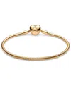 Pandora 14k Gold Or 14k Rose-gold-plated Barrel Clasp Snake Chain Bracelet In Gold