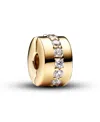 Pandora 14k Gold-plated Clear Sparkling Row Clip Charm In Gold
