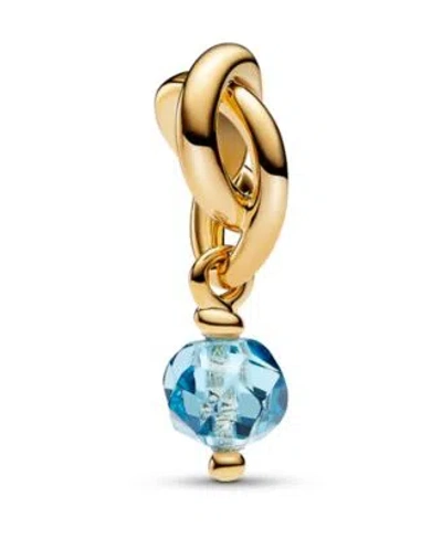Pandora 14k Gold Plated Faceted Eternity Circle Dangle Charm In Blue