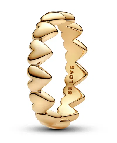 Pandora 14k Gold-plated Row Of Hearts Ring