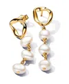 Pandora 14k Gold-plated Shaped Circle Baroque Treated Freshwater Cultured Pearls Drop Earrings In Gold
