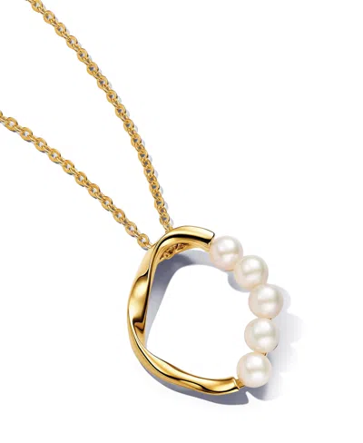 Pandora 14k Gold-plated Shaped Circle Treated Freshwater Cultured Pearls Pendant 23.6 Inch Necklace