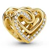 Pandora 14k Gold Plated Sparkling Entwined Hearts Charm In Gold Tone