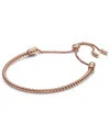 Pandora 14k Gold-plated Studded Chain Slider Bracelet In Rose Gold