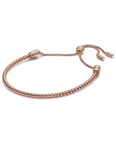 Pandora 14k Gold-plated Studded Chain Slider Bracelet In Rose Gold