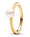Pandora 14k Gold-plated Timeless Treated Freshwater Cultured Pearl Ring In Gold