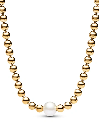 Pandora 14k Gold-plated Treated Freshwater Cultured Pearl Beads Collier Necklace