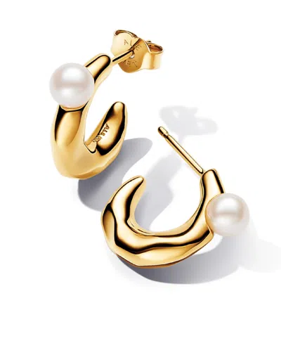 Pandora 14k Gold-plated Treated Freshwater Cultured Pearl Shaped Hoop Earrings