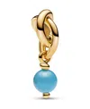 Pandora 14k Gold-plated Turquoise Blue Eternity Circle Dangle Charm In Turquoise Blue