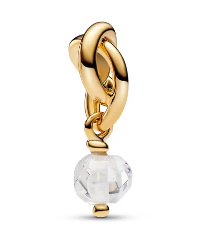 Pandora 14k Gold-plated Turquoise Blue Eternity Circle Dangle Charm In Clear