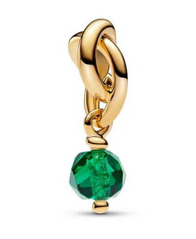 Pandora 14k Gold-plated Turquoise Blue Eternity Circle Dangle Charm In Green