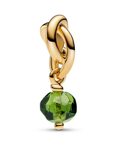 Pandora 14k Gold-plated Turquoise Blue Eternity Circle Dangle Charm In Spring Green