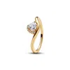 Pandora 14k Gold Plated Wavy Heart Ring In Gold Plated