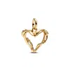 Pandora 14k Gold Plated Wire Heart Dangle Charms In Gold Plated