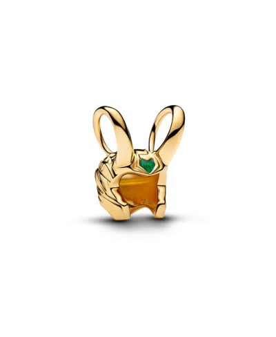Pandora 14k Gold-plated Loki Helmet Charm In Green