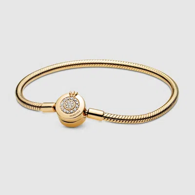 Pandora 14k Gold-plated Moments Sparkling Crown O Snake Chain Bracelet