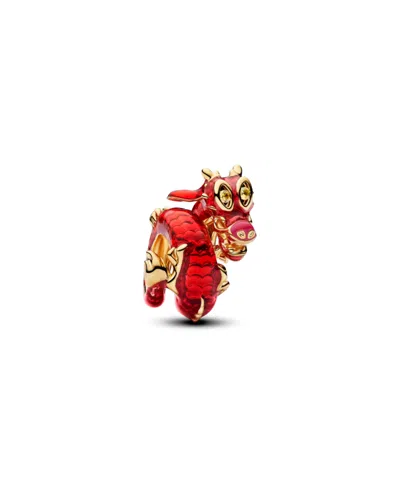 Pandora 14k Gold-plated Yellow Crystal Mushu Charm In Red