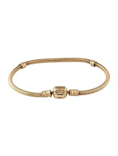 Pre-owned Pandora 14k Moments Snake Chain Bracelet, 6.75" In Multicolor