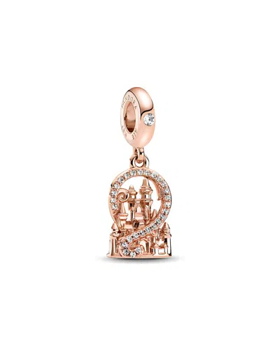 Pandora 14k Rose Gold Plated Cz Disney Parks Castle Dangle Charm