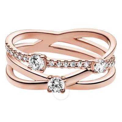 Pandora 14k Rose Gold-plated Sparkling Triple Band Ring In Pink/rose Gold Tone/gold Tone