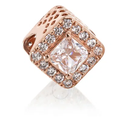 Pandora 14k Rose Gold-plated Square Sparkle Halo Charm In Pink/rose Gold Tone/gold Tone