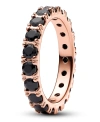 Pandora 14k Rose Gold-plated Timeless Black Sparkling Row Eternity Ring In Rose Gold
