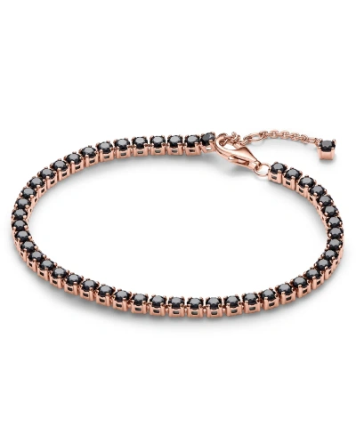 Pandora 14k Rose Gold-plated Timeless Black Sparkling Tennis Bracelet