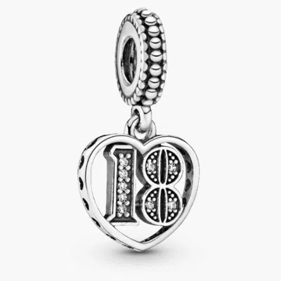 Pandora 18 Silver Dangle With Clear Cubic Zirconia