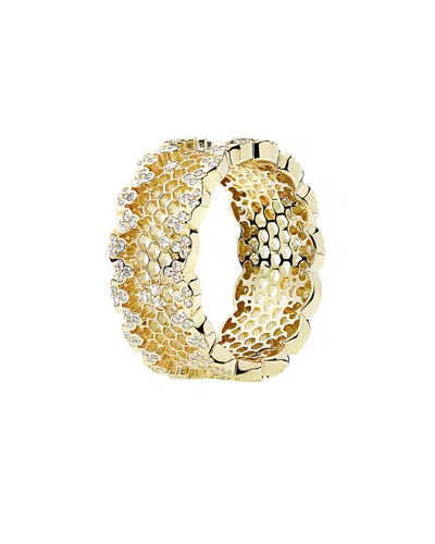 Pandora 18k Plated Cz Honeycomb Lace Ring In Gold