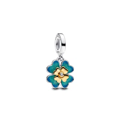Pandora 2025 Four Leaf Clover Lab-grown Diamond Dangle Charms In Two Tone