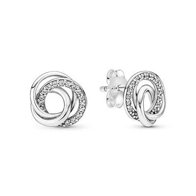 Pandora 291076c01 Family Always Encircled Stud Earrings In Gray