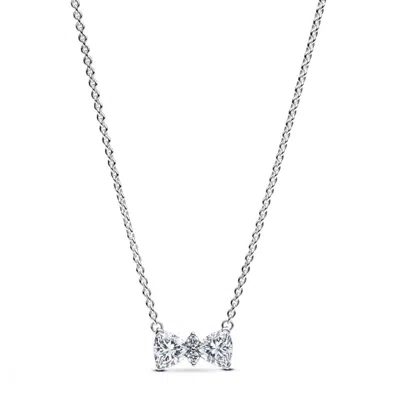 Pandora 393509c01-45 Sparkling Bow Necklace In Sterling Silver