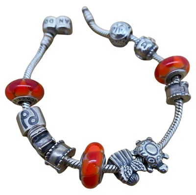 Pre-owned Pandora 925 Sterling Silver Charm Bracelet, 11 Charms, Inc. Murano Glass Charms. In Multi