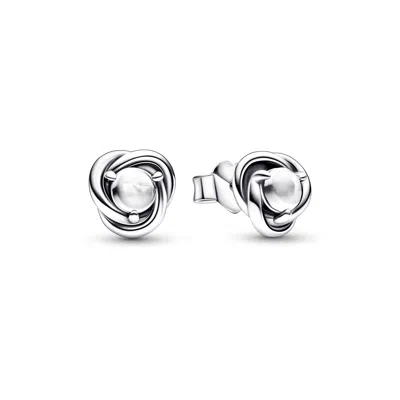 Pandora April Birthstone Eternity Circle Stud Earrings In Metallic