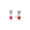 Pandora Arrow And Murano Glass Heart Stud Earrings In Sterling Silver