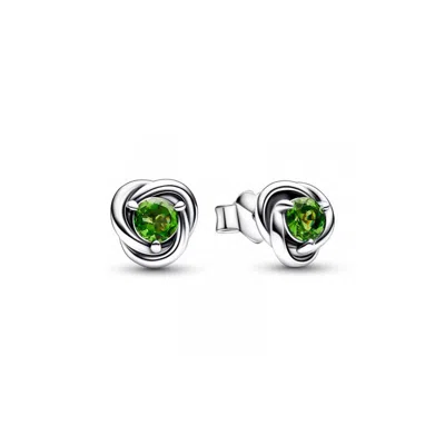 Pandora August Birthstone Eternity Circle Stud Earrings In Silver