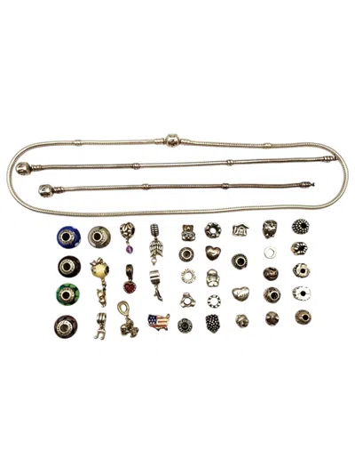 Pre-owned Pandora Authentic  Lot Of 40 Sterling Silver Charms, Bracelets, & Necklace #19889 In Multi