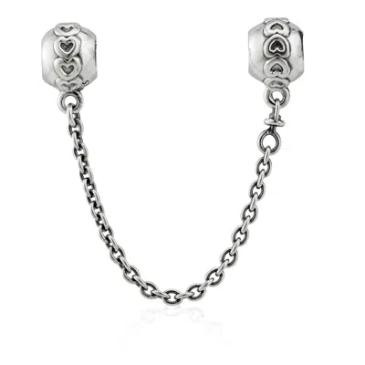 Pandora Band Of Hearts Safety Chain Charm In Sterling Silver In Neutral