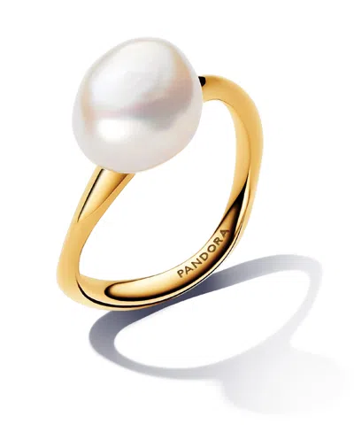 Pandora Baroque Treated Freshwater Cultured Pearl Ring In 14k Gold-plated