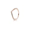 Pandora Beaded Wish Wishbone  Rose Ring In Gold