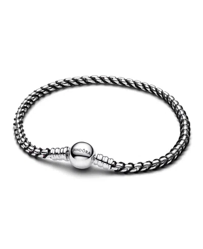 Pandora Black Cord Box Chain Bracelet In Metallic