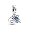Pandora Blooming Flower Double Dangle Charm In Metallic